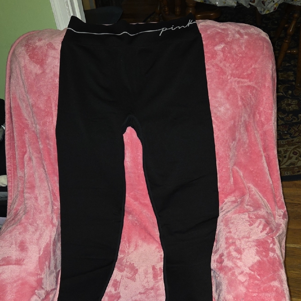 Women's (XXL) PINK Victoria's Secret Soft Seamless Black Leggings